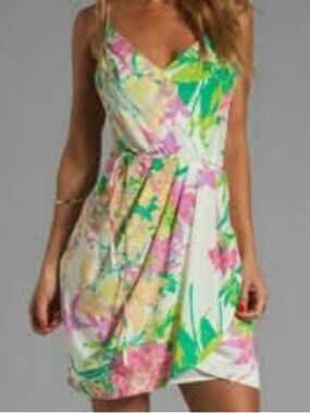 Yumi Kim 🌺 Jane Floral V-Neck Summer Dress in White, Pink & Green M